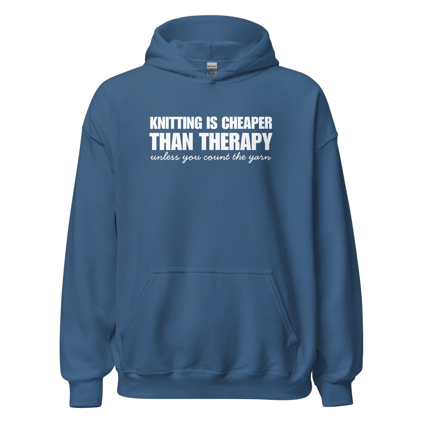Knitting is Cheaper Hoodie Indigo Blue / S