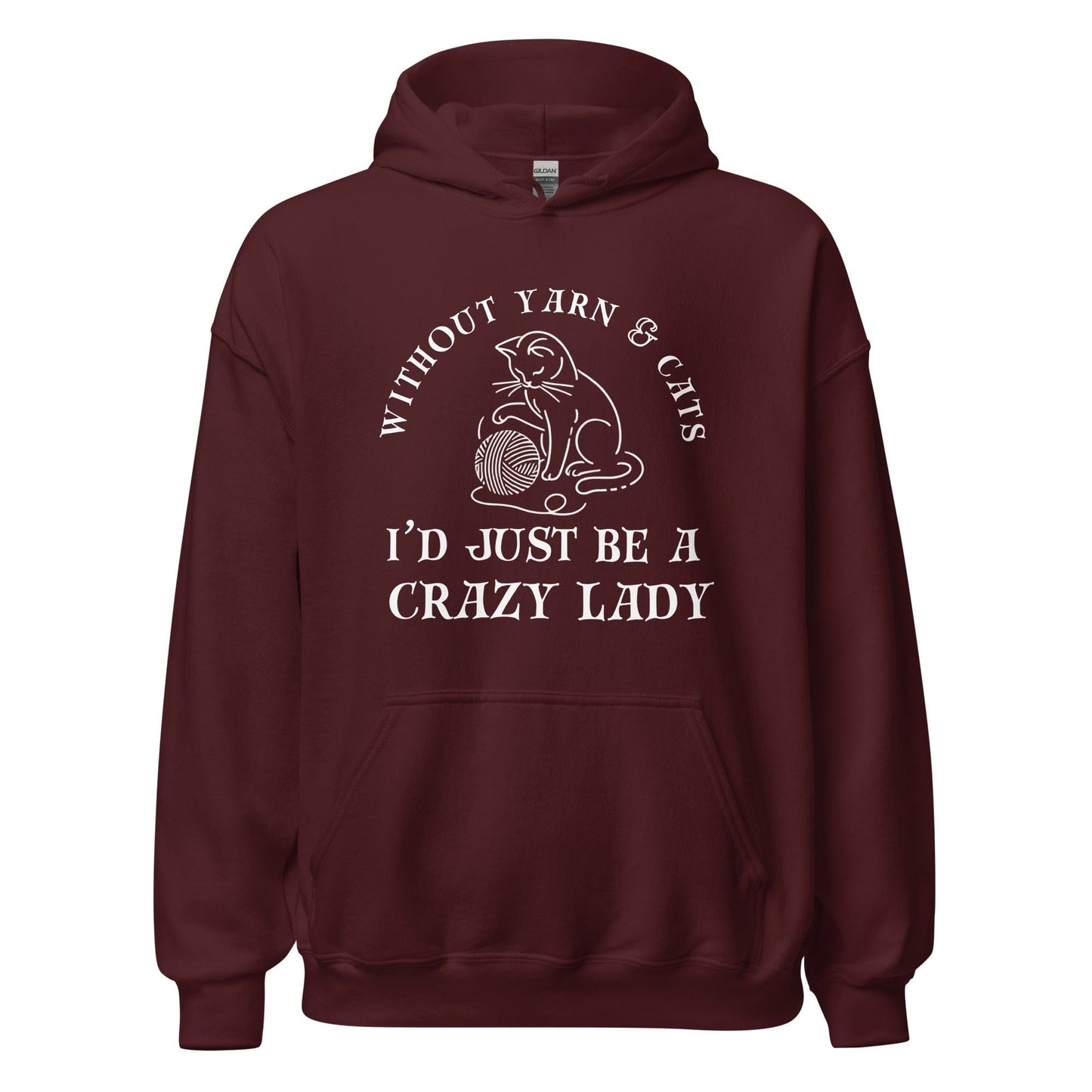 Cats & Yarn Hoodie Maroon / S