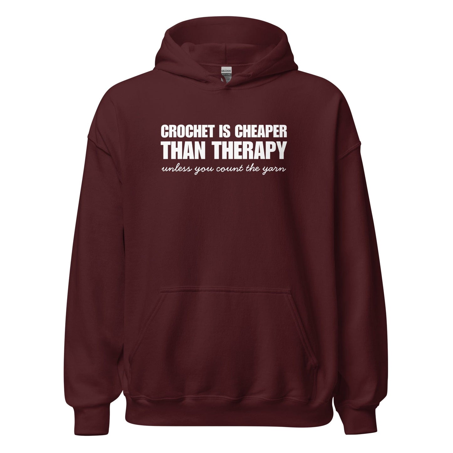 Crocheting is Cheaper Hoodie Maroon / S