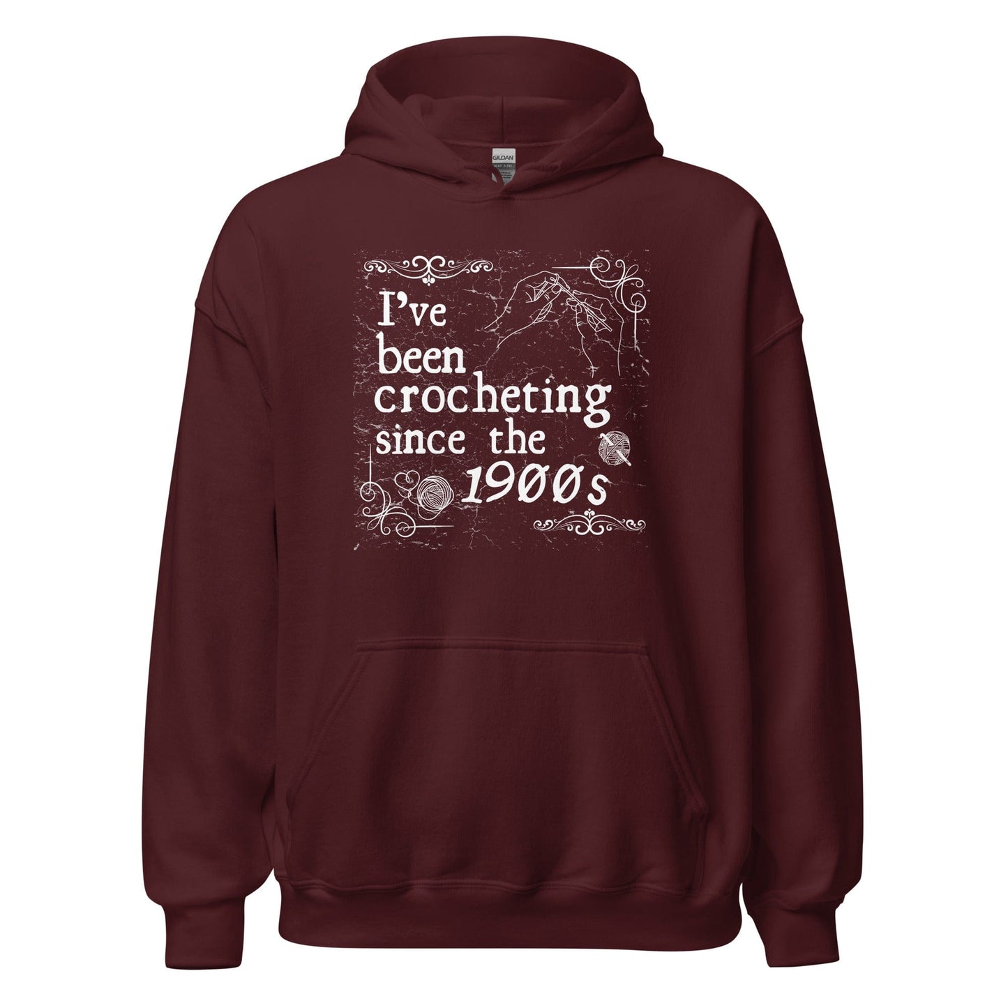 Crocheting Since the 1900s Hoodie Maroon / S