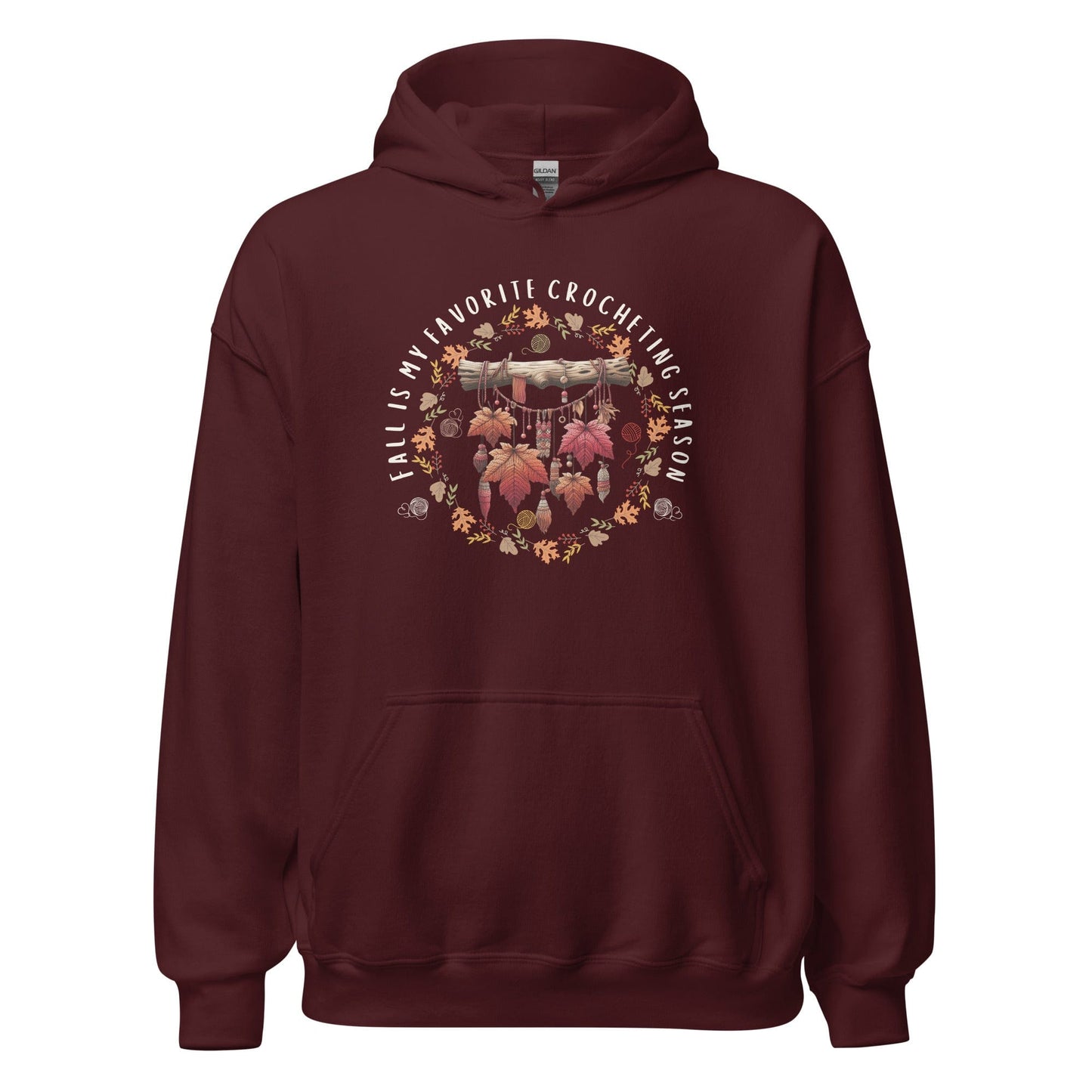 Fall is my Crocheting Season Hoodie Maroon / S