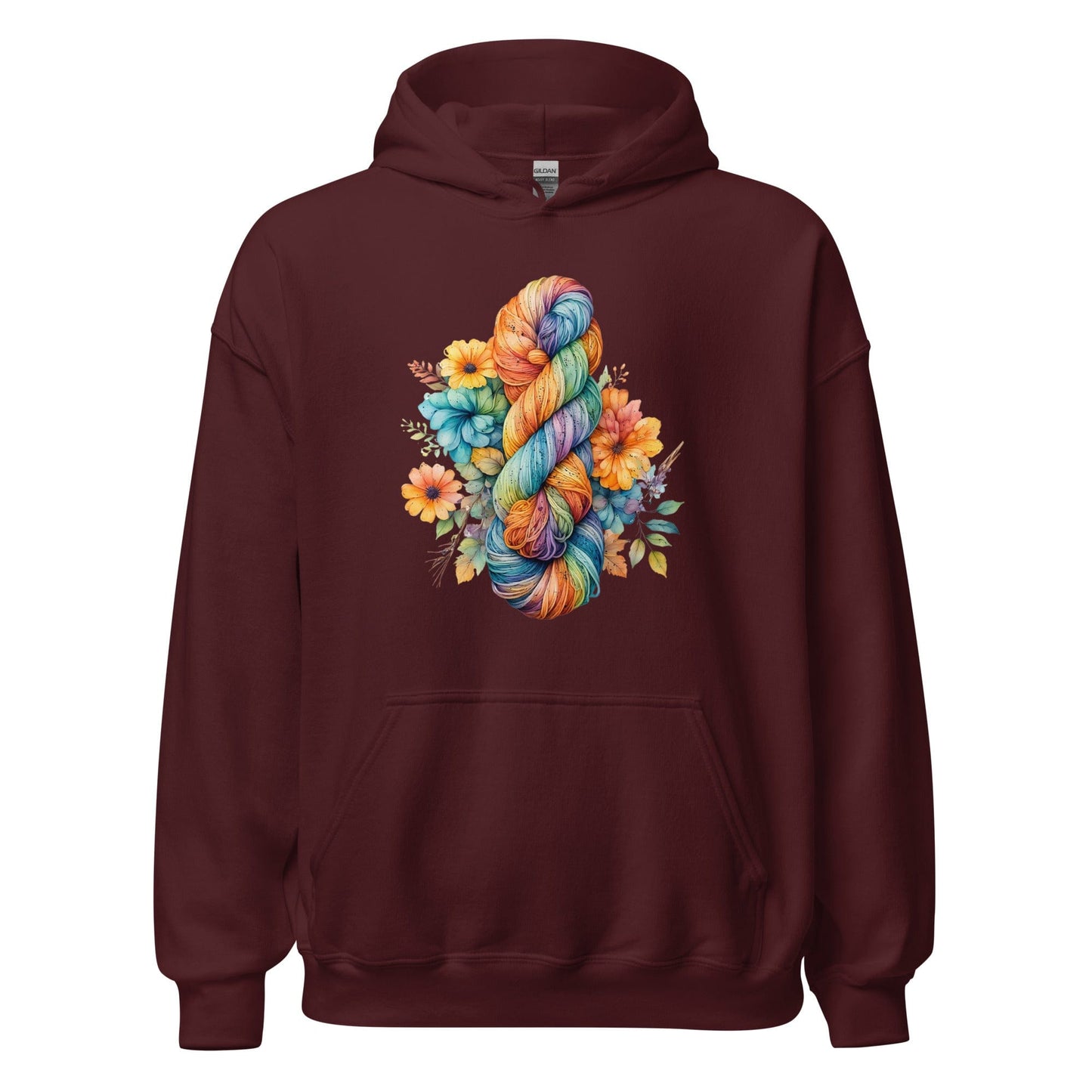 Floral Skein Hoodie Maroon / S