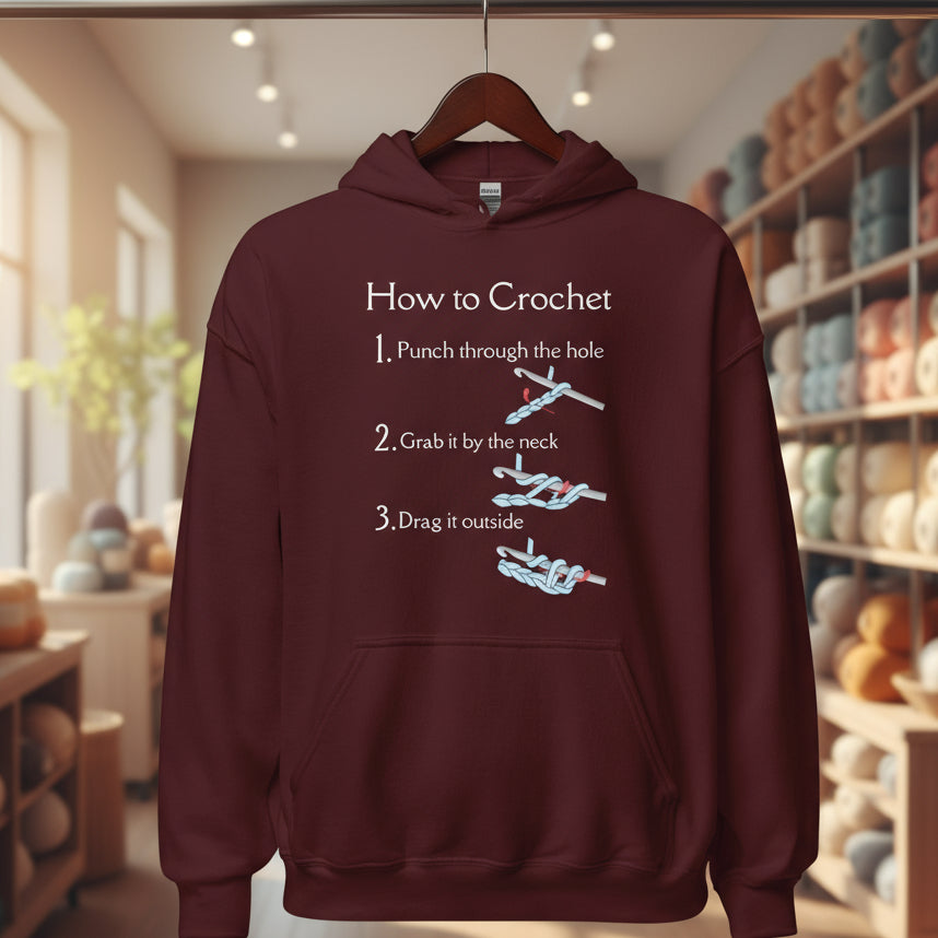How to Crochet Hoodie Maroon / S