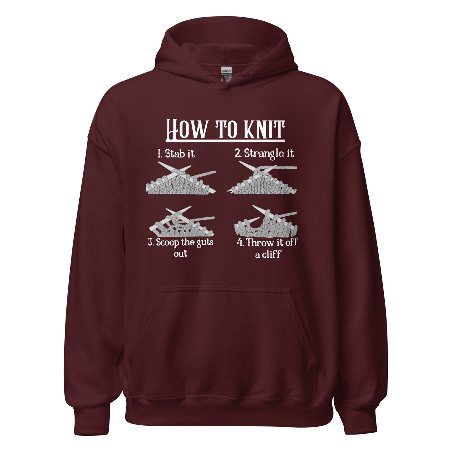 How to Knit Hoodie Maroon / S