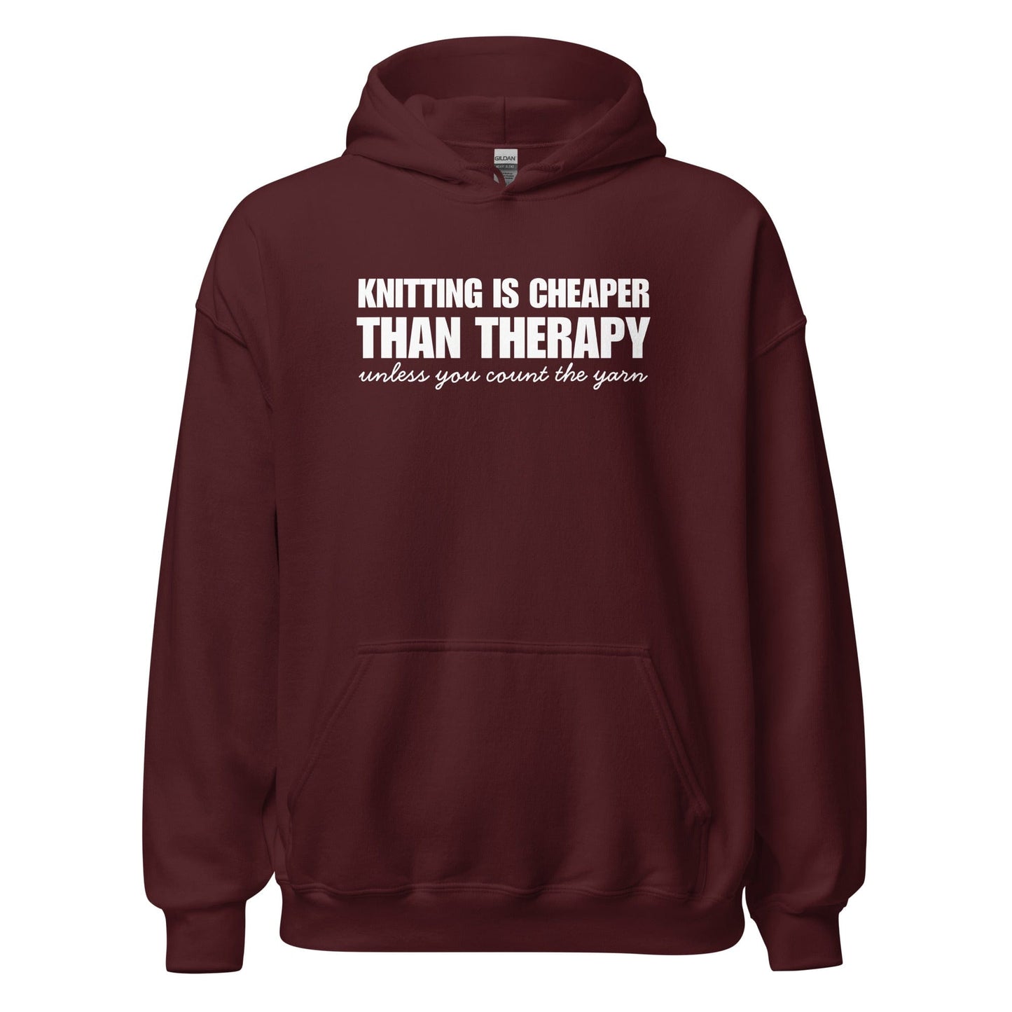 Knitting is Cheaper Hoodie Maroon / S