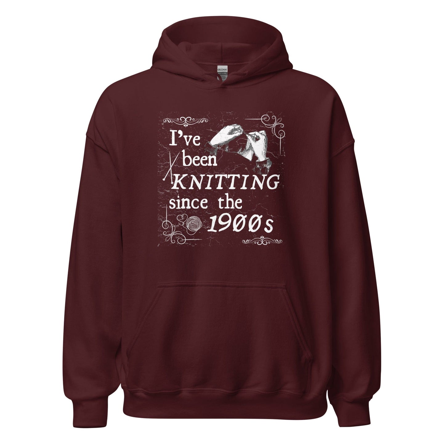 Knitting Since the 1900s Hoodie Maroon / S