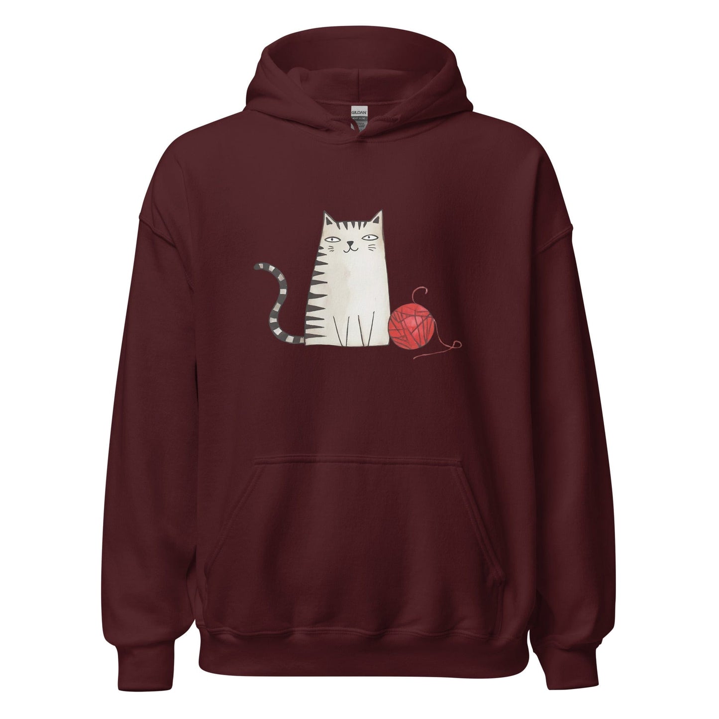 Sketchy Cat Hoodie Maroon / S
