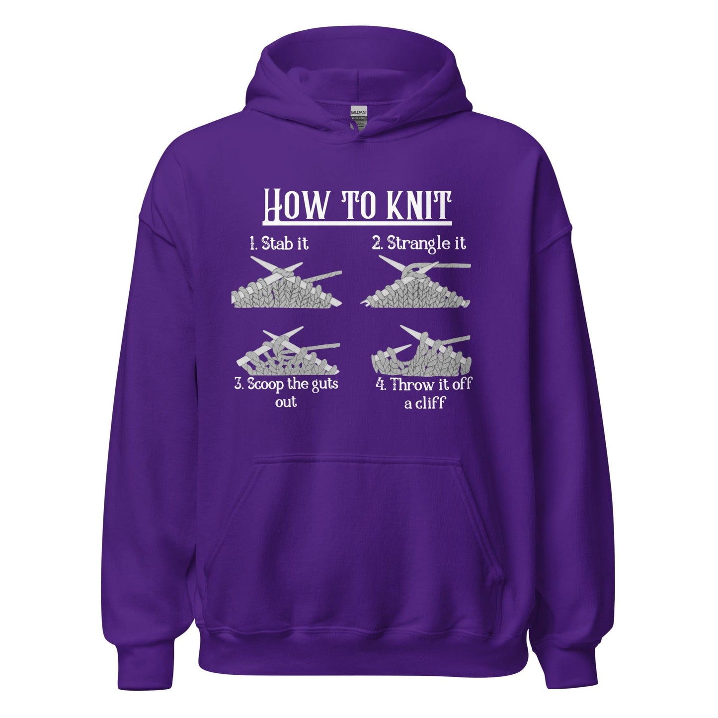 How to Knit Hoodie Purple / S