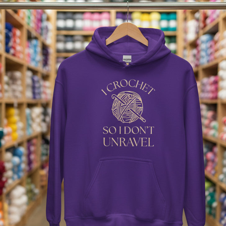 I Crochet So I Don't Unravel Hoodie Purple / S