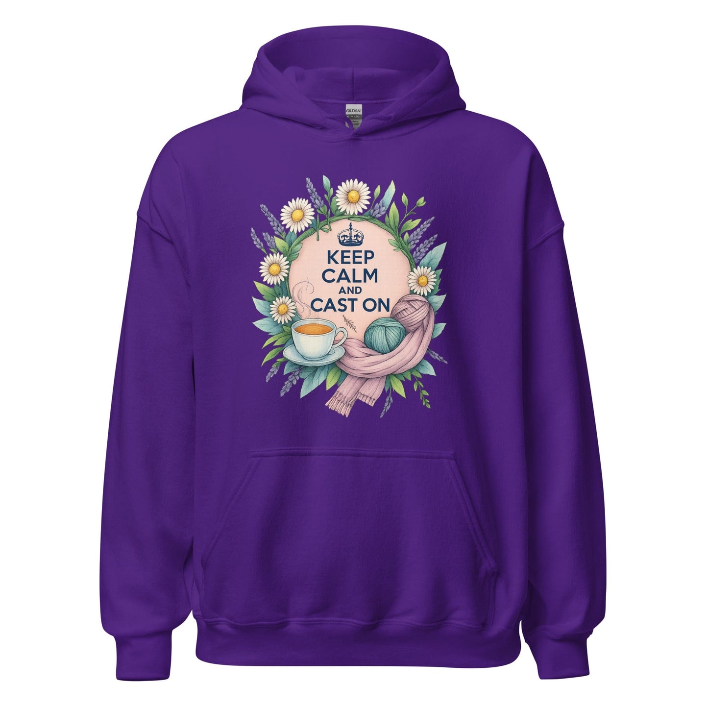 Keep Calm and Cast On Hoodie Purple / S