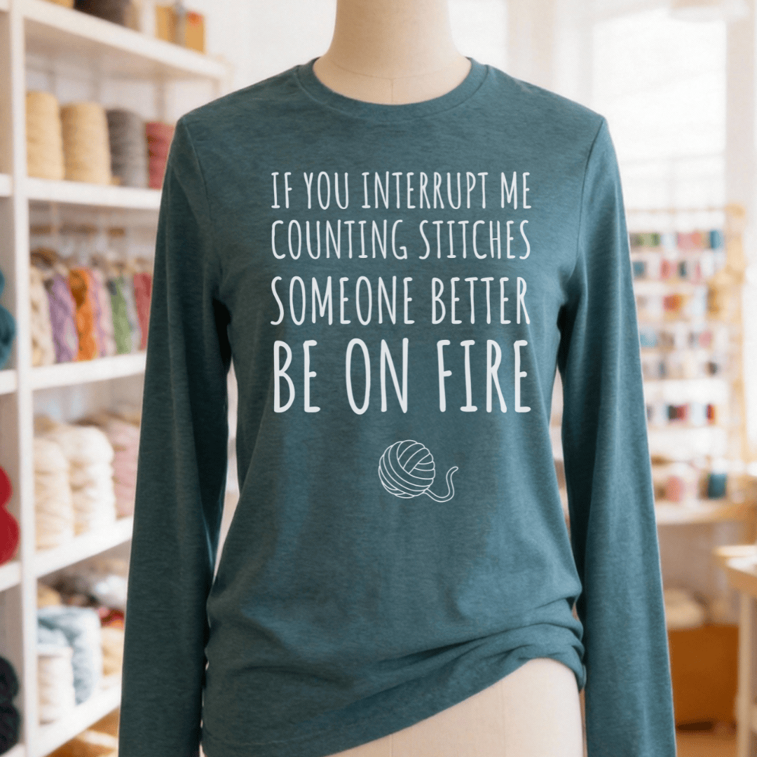 Counting Stitches Long Sleeve Tee Heather Deep Teal / S