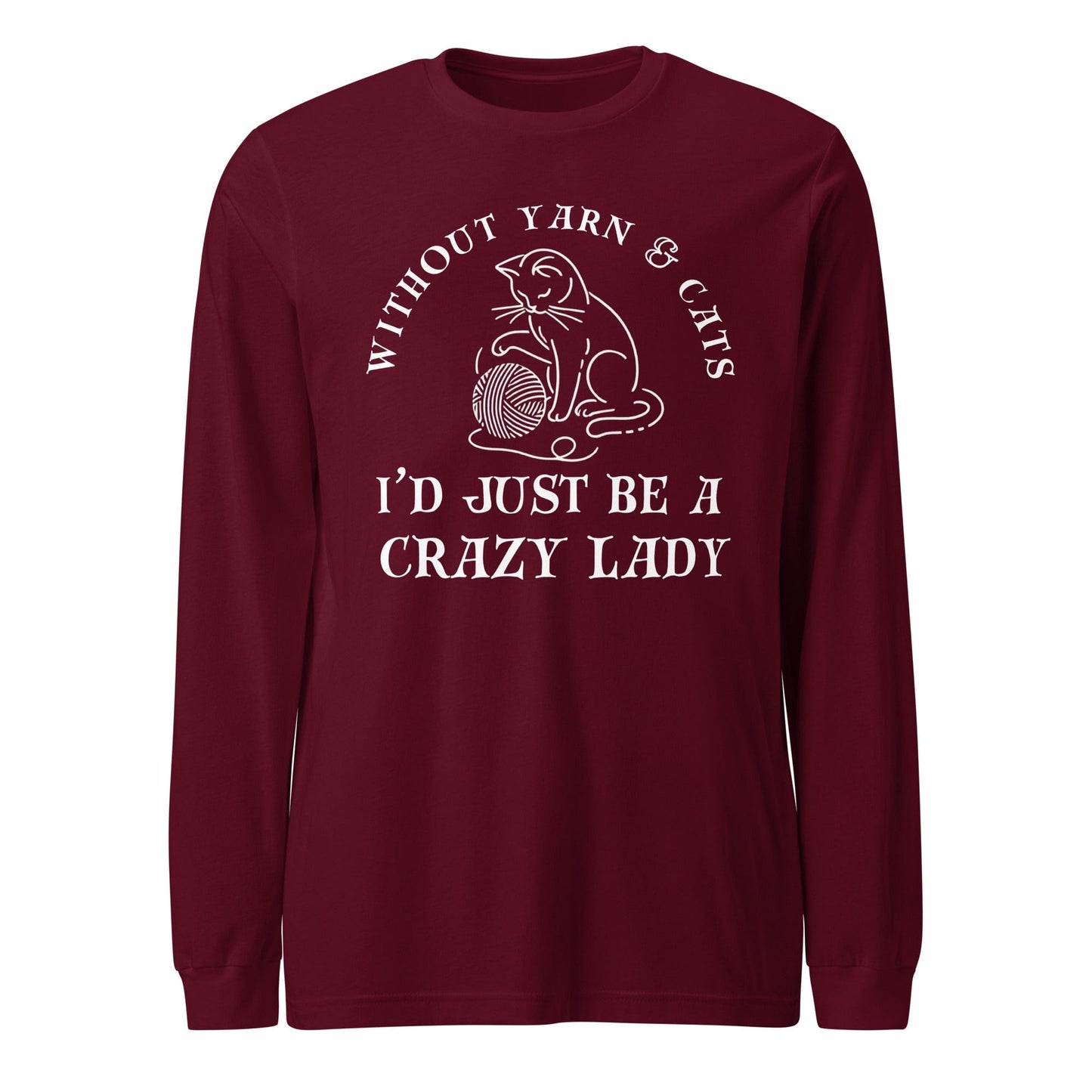Cats & Yarn Long Sleeve Tee Maroon / XS