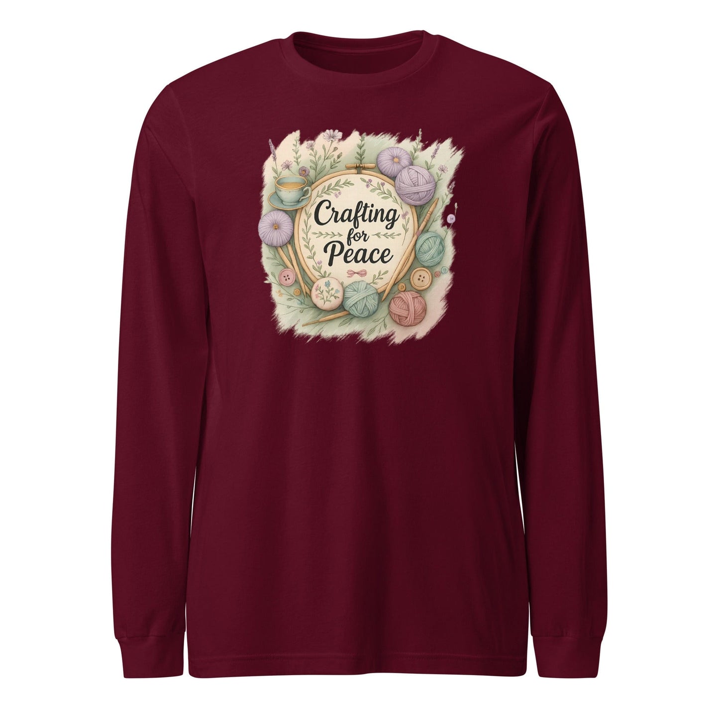 Crafting for Peace Long Sleeve Tee Maroon / XS