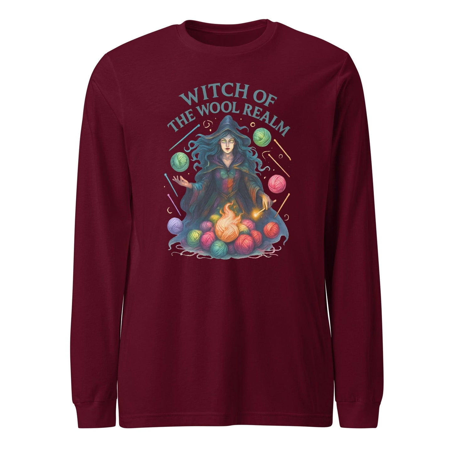 Fire Witch of the Wool Realm Long Sleeve Tee Maroon / XS