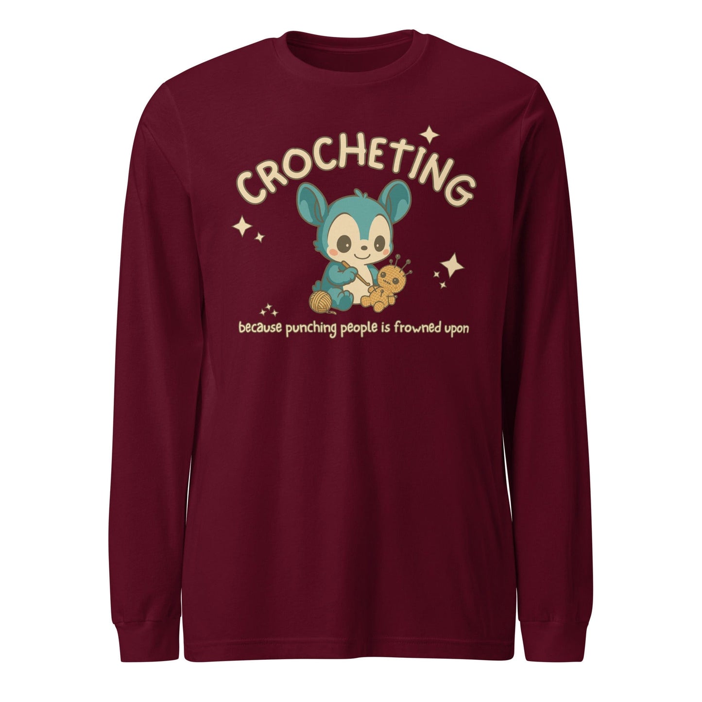 Punching People Is Frowned Upon Long Sleeve Tee Maroon / XS