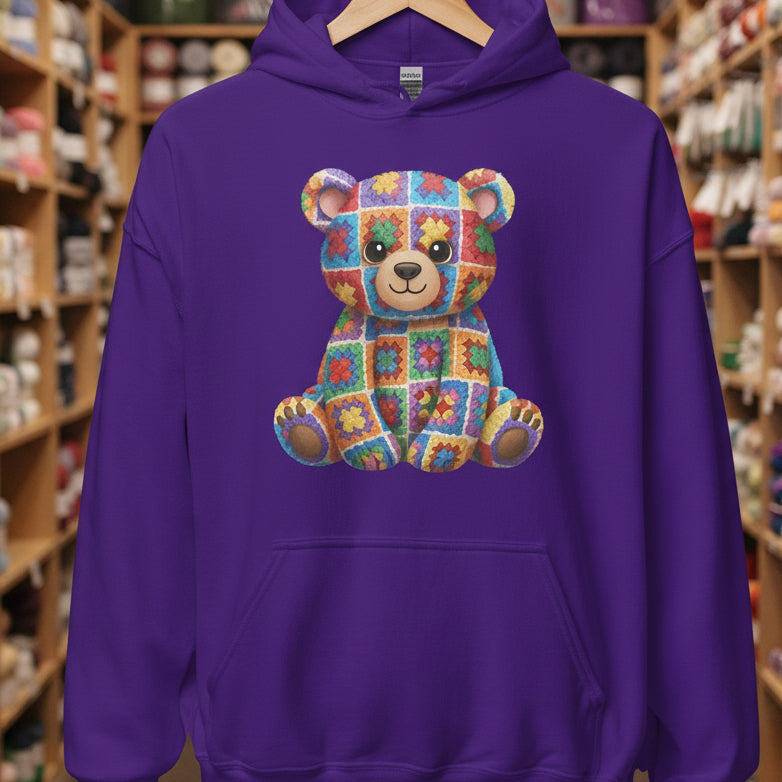 Crochet Bear Hoodie Purple / S
