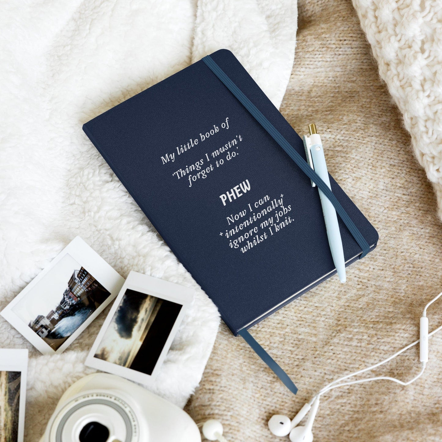 'Honest to do List Hardcover bound notebook (knitting) Navy