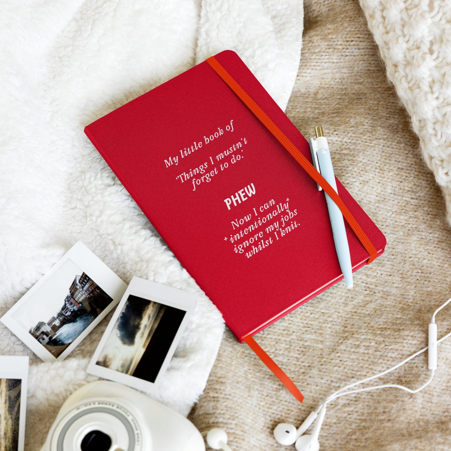 'Honest to do List Hardcover bound notebook (knitting) Red