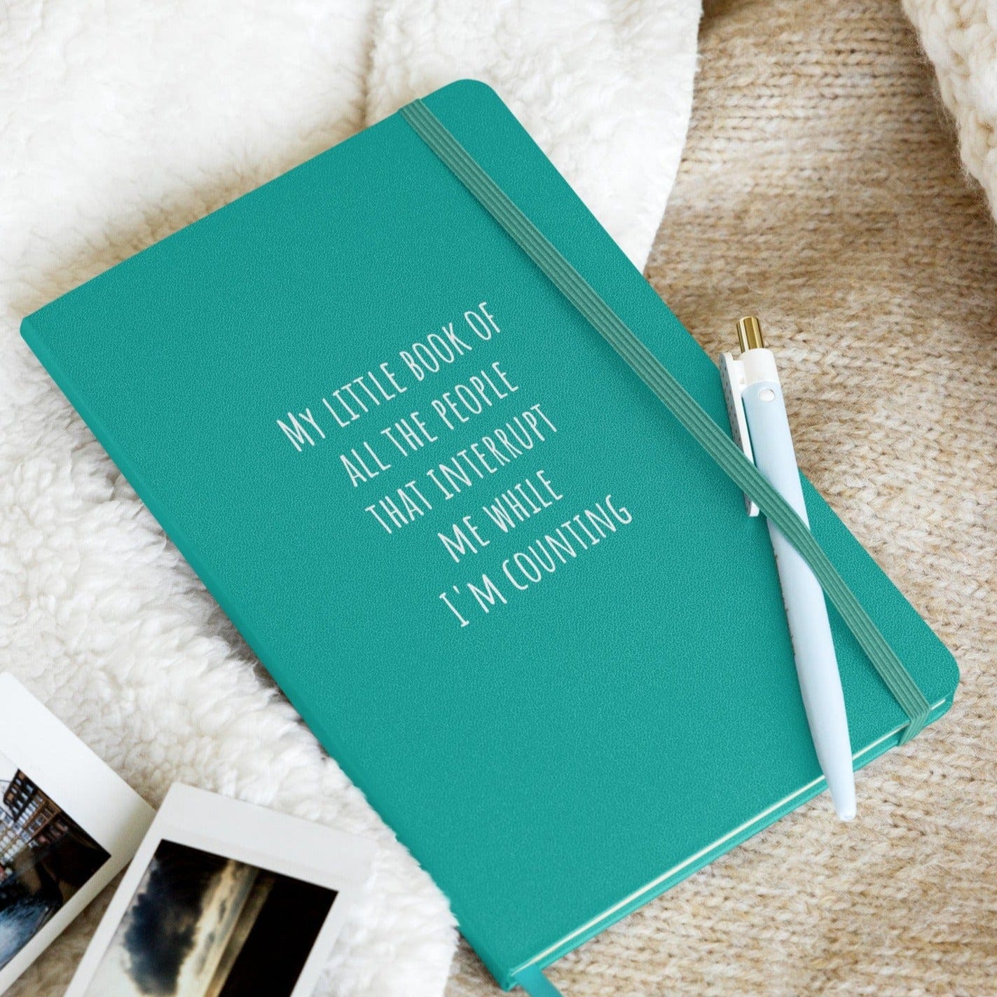 Hardcover bound notebook - I'm Counting Turquoise