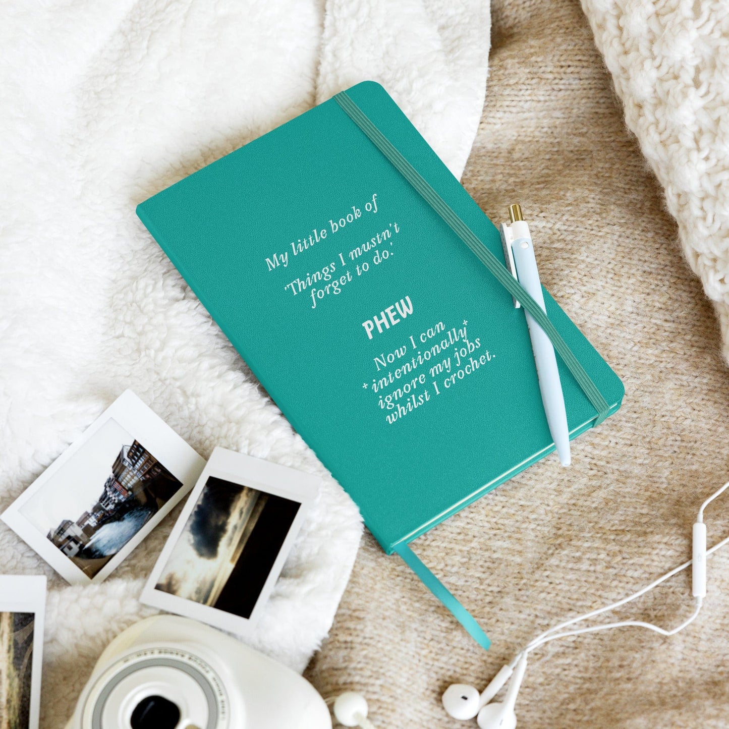 'Honest to do List Hardcover bound notebook (crochet) Turquoise