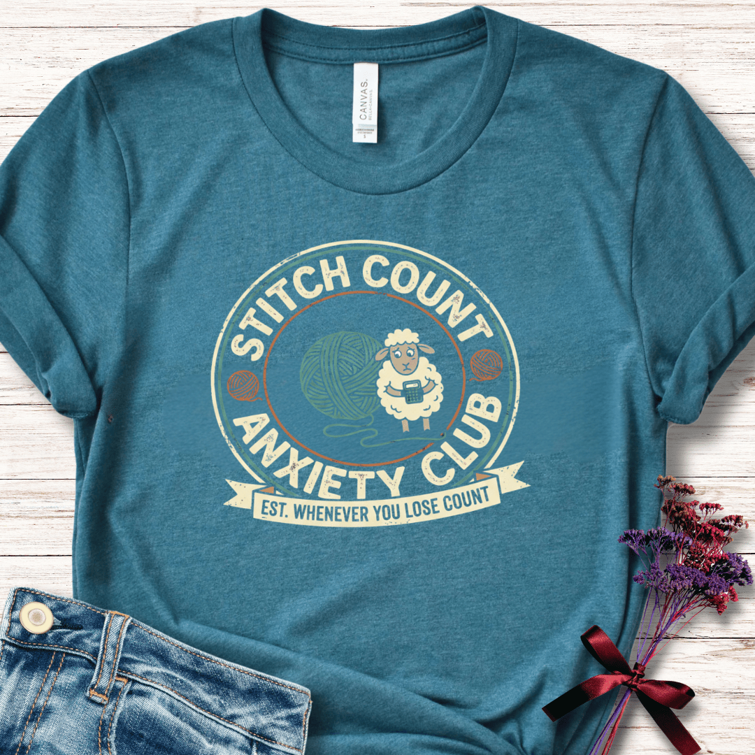 Stitch Count Anxiety Club T-Shirt Deep Teal / S