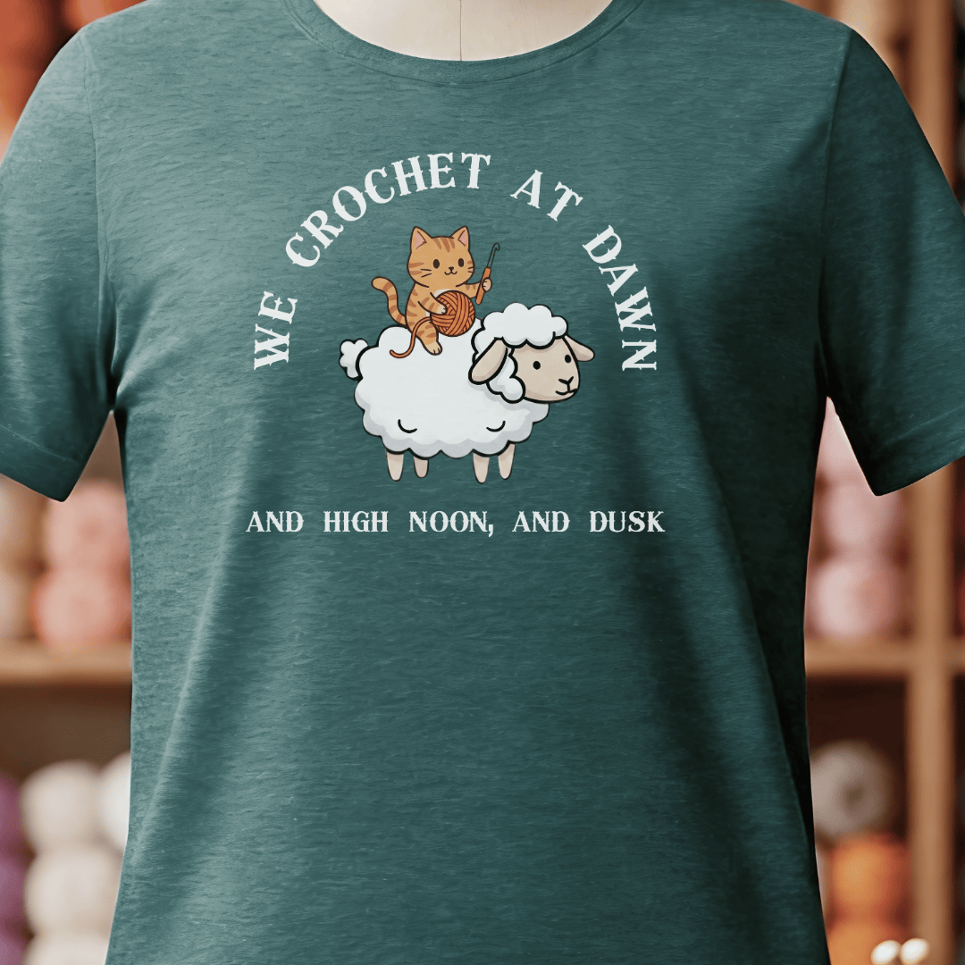 We Crochet At Dawn T-Shirt Deep Teal / S