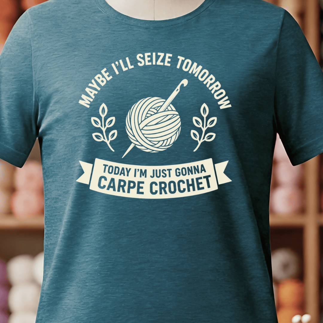 Carpe Crochet T-Shirt Teal Blue / S