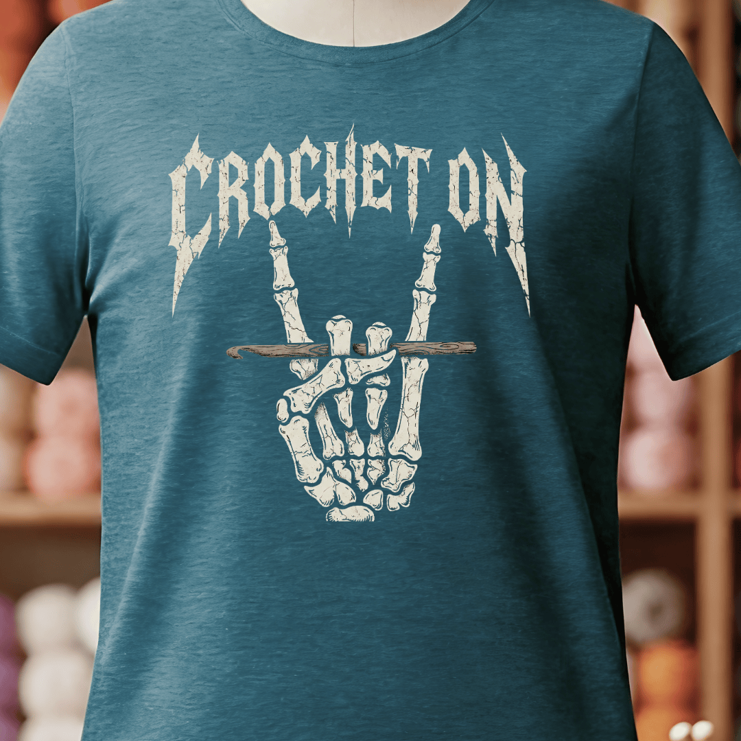 Crochet On T-Shirt Teal Blue / S