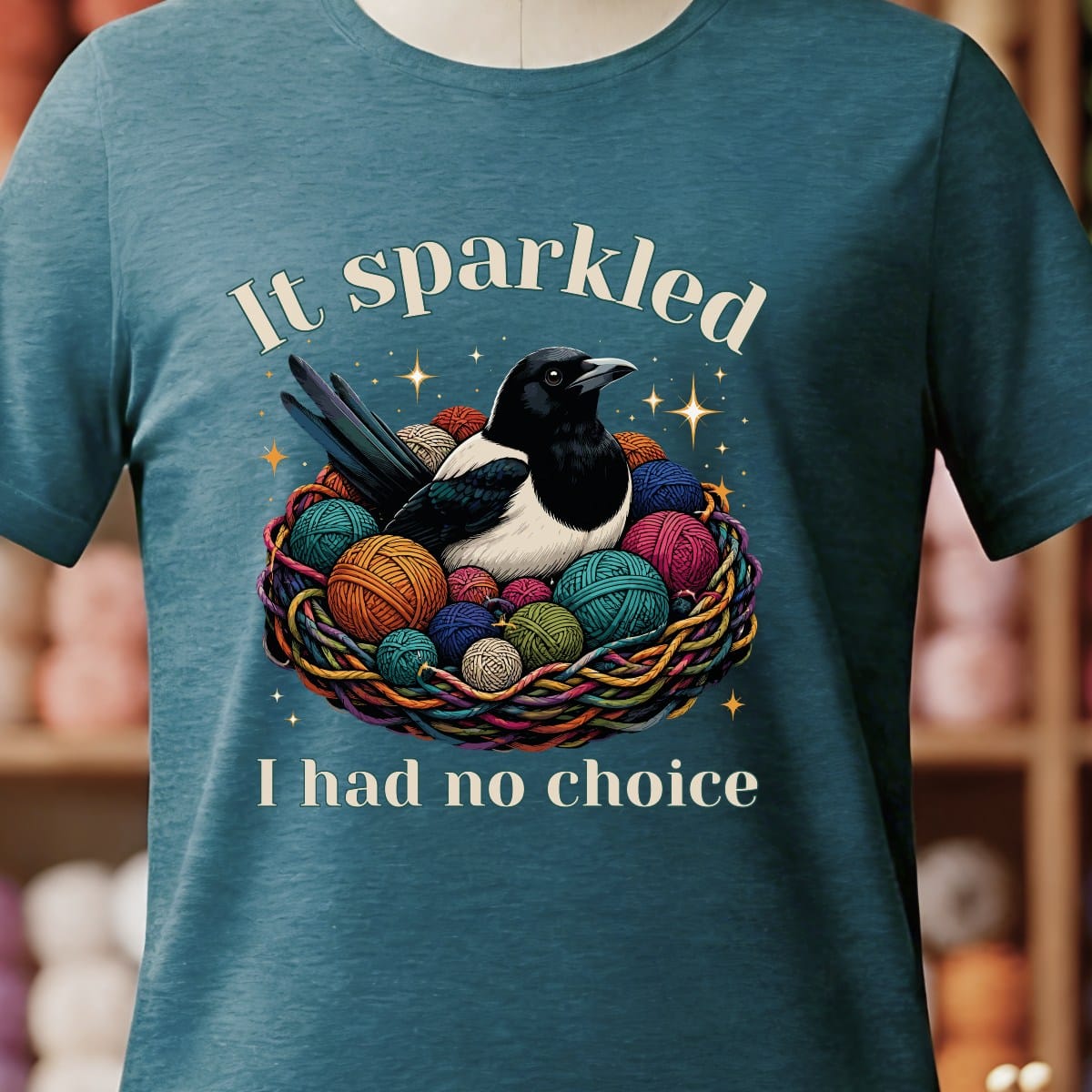 Yarn Magpie T-Shirt Teal Blue / S