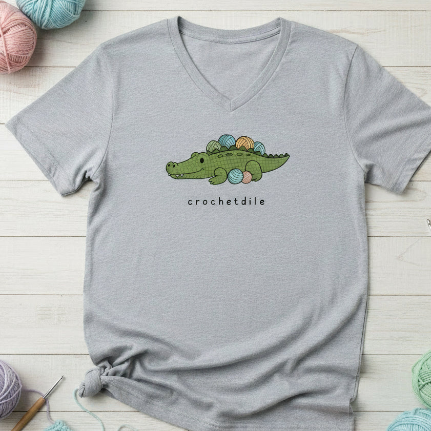 Crochetdile V-Neck T-Shirt Athletic Heather / S