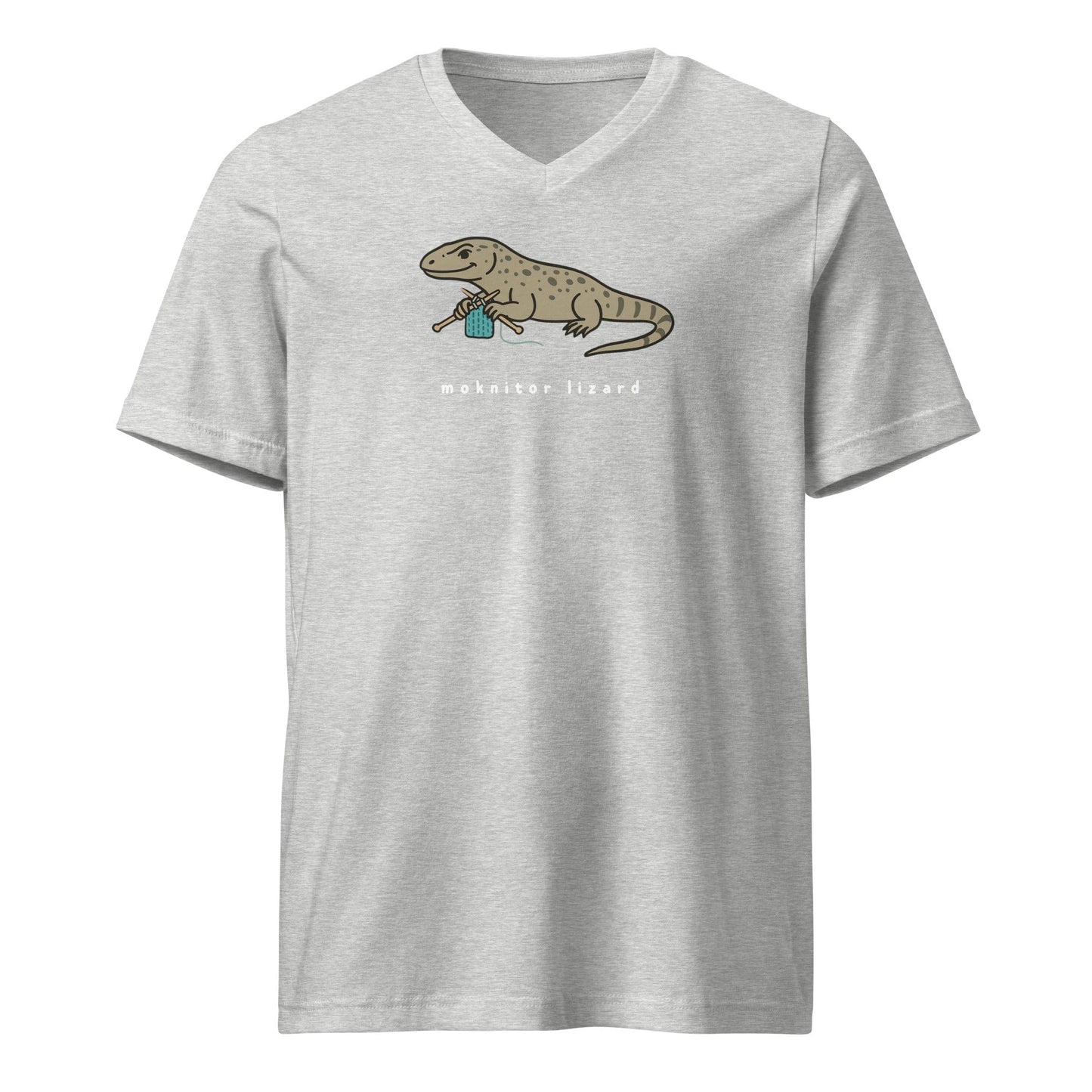 Moknitor Lizard V-Neck T-Shirt Athletic Heather / S