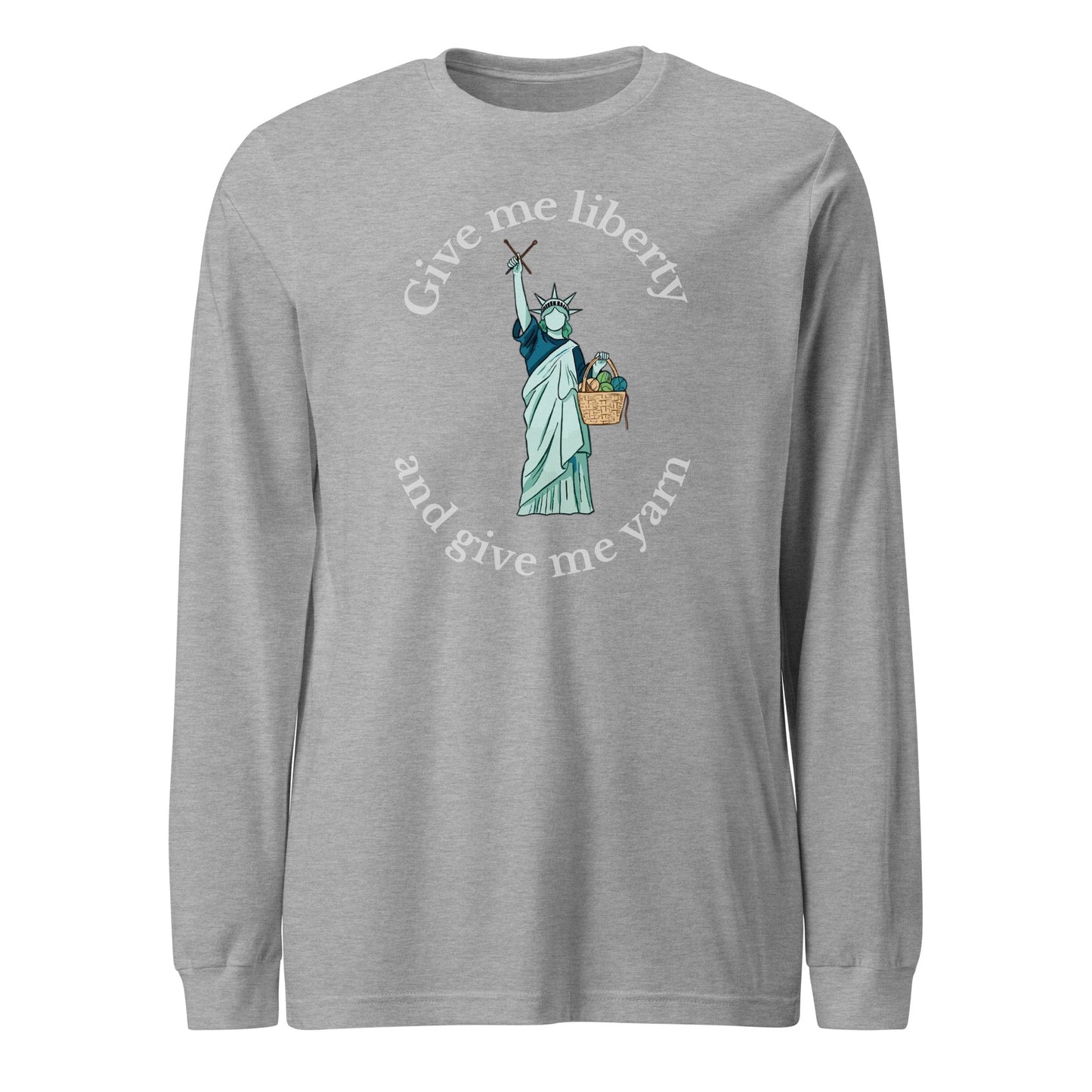 Statue of Liberty Long Sleeve Tee (with text) Athletic Heather / S