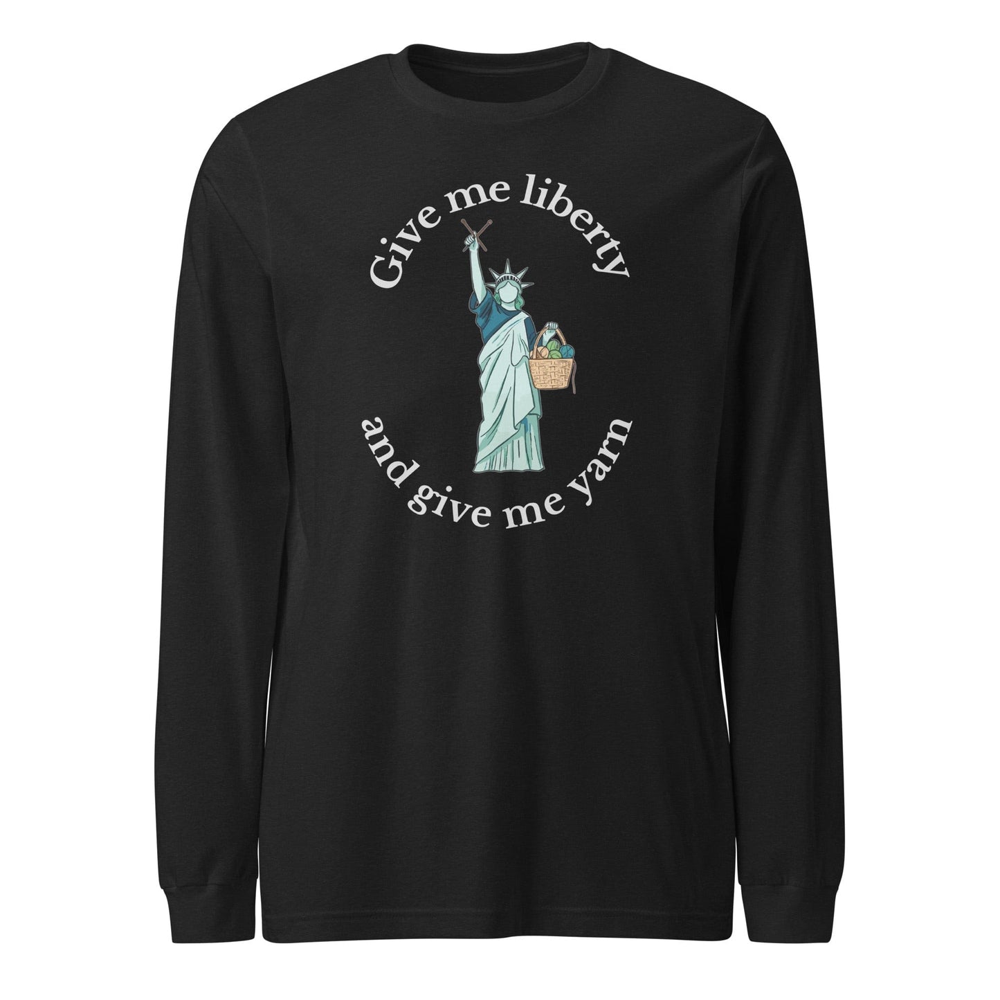 Statue of Liberty Long Sleeve Tee (with text) Black Heather / S