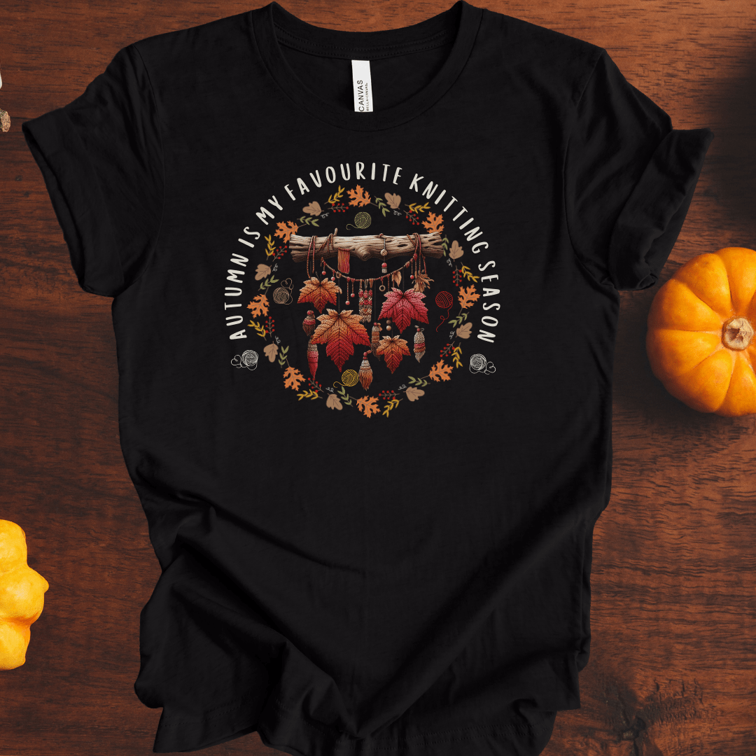 Autumn is my Knitting Season T-Shirt Black / S