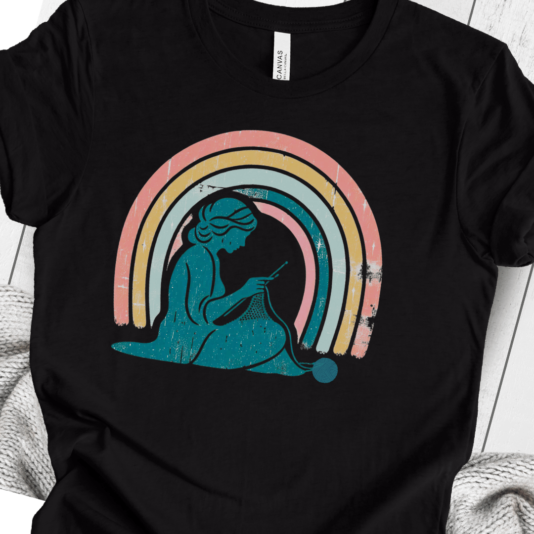 Retro Knitting T-Shirt Black / S