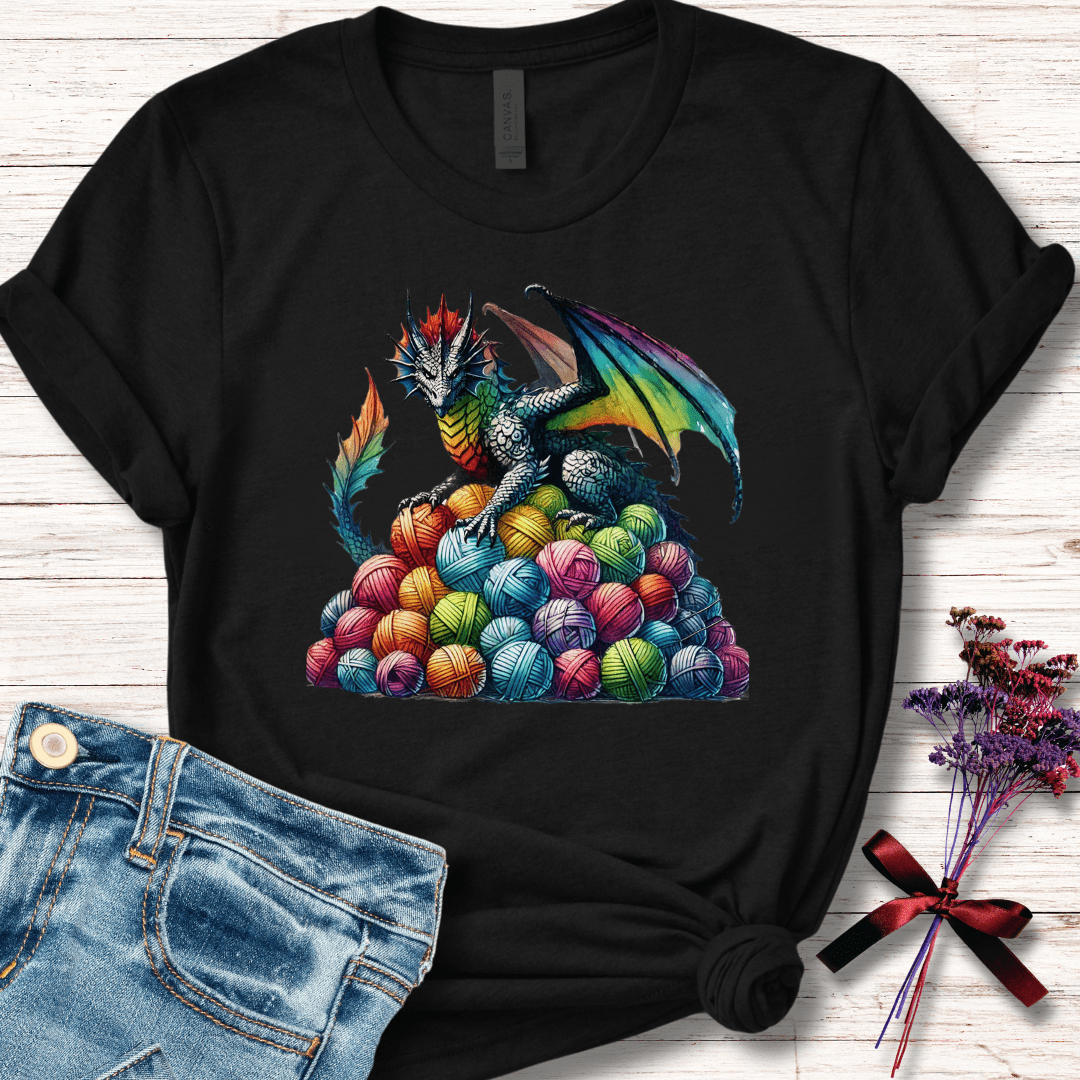 Yarn Dragon (no slogan) T-Shirt Black / S