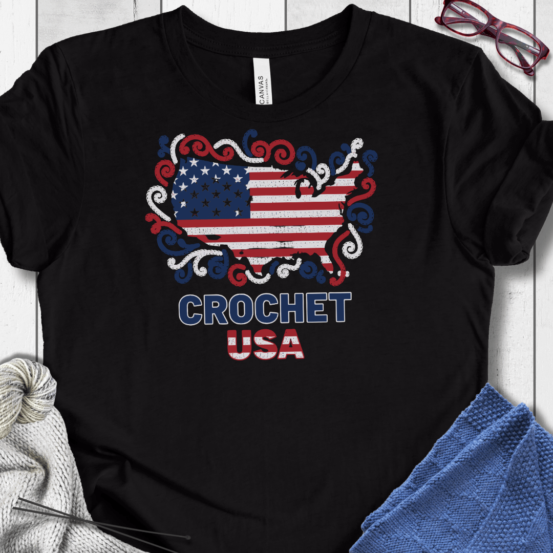 Crochet USA T-Shirt Black / XS