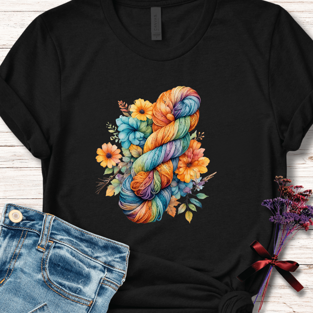 Floral Skein T-Shirt Black / XS