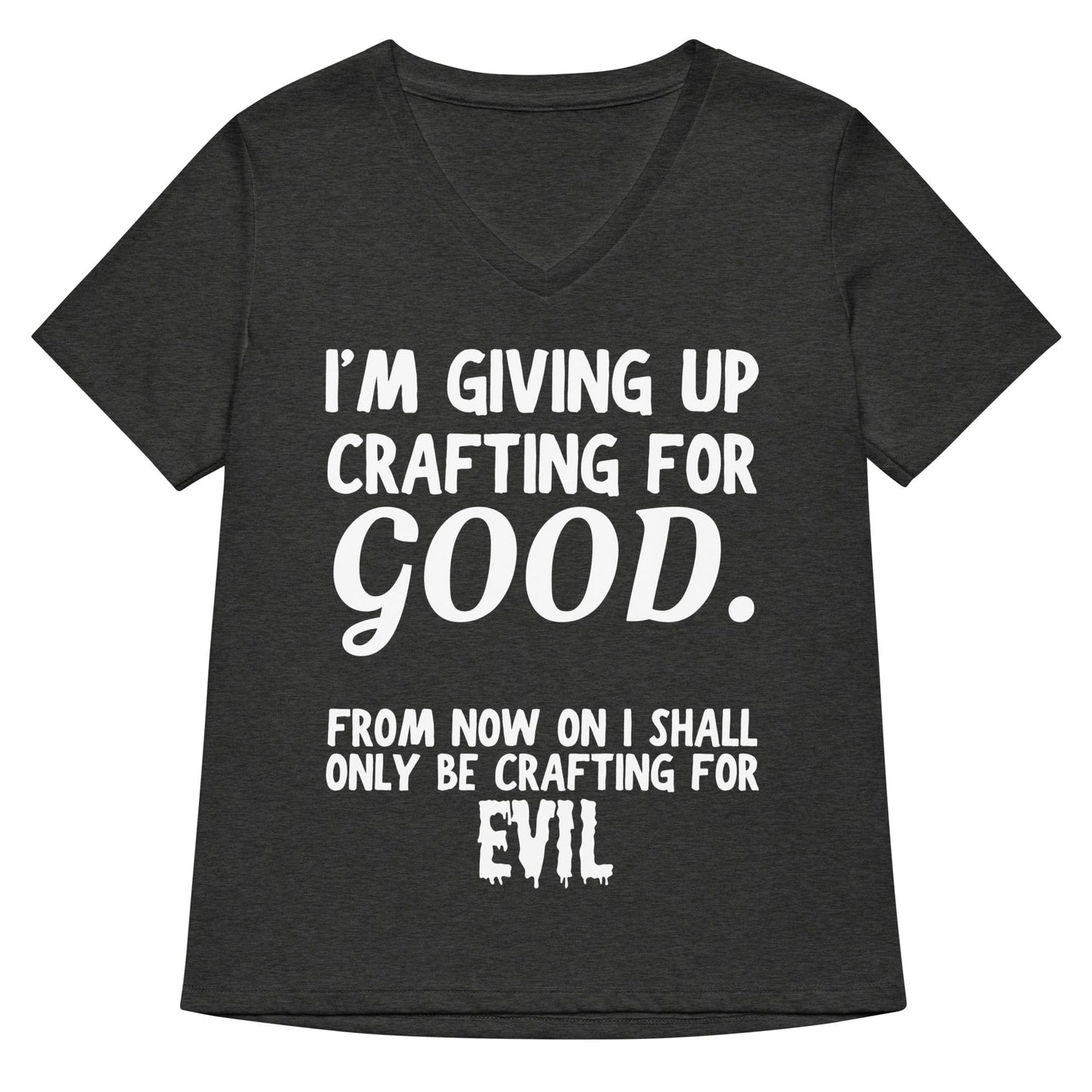 Crafting for Good V Neck T-Shirt Dark Grey Heather / S