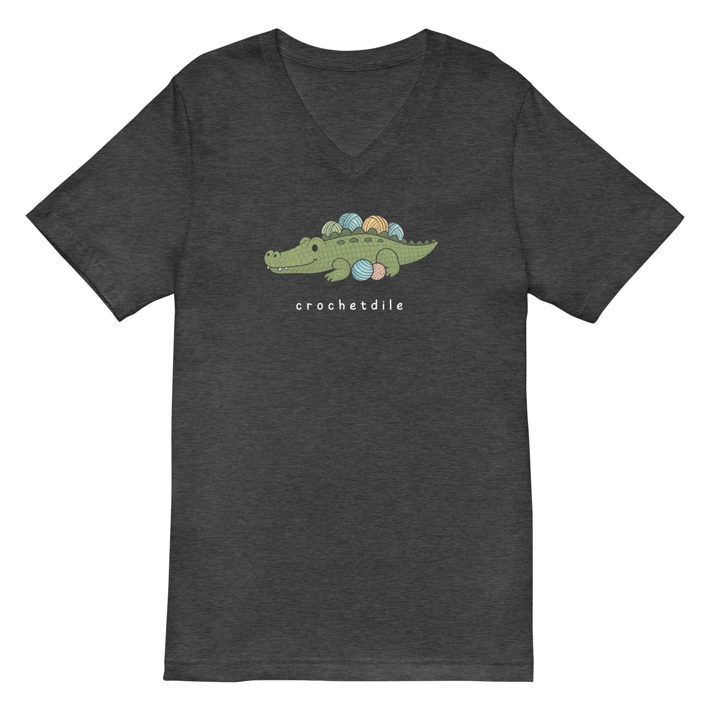 Crochetdile V-Neck T-Shirt Dark Grey Heather / S