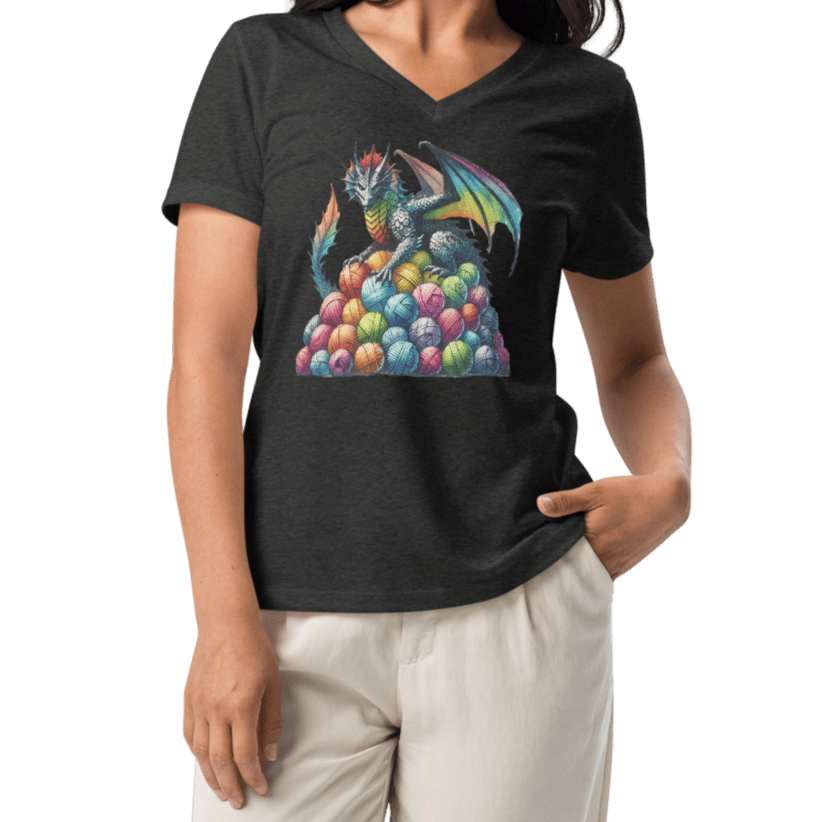 Dragon v-neck t-shirt Dark Grey Heather / S