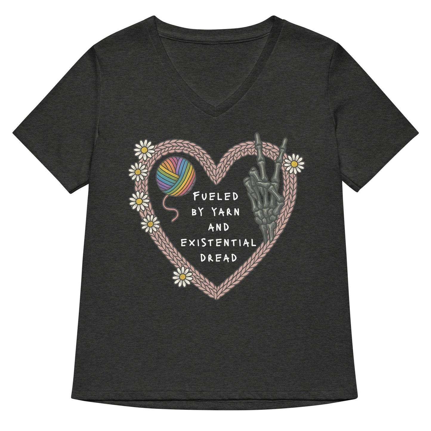 Existential Yarn V Neck T-Shirt Dark Grey Heather / S