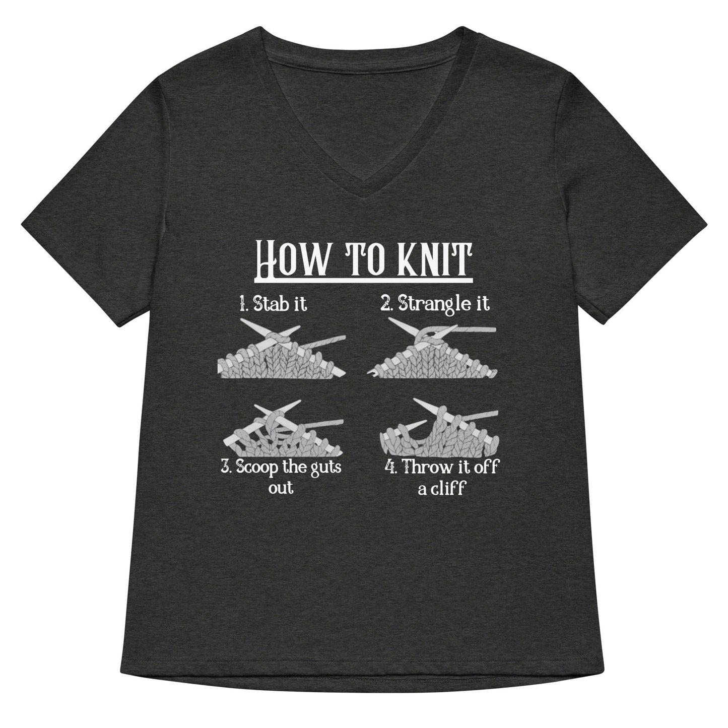How to Knit V Neck T-Shirt Dark Grey Heather / S