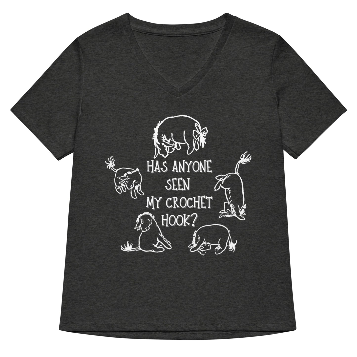 Lost Crochet Hook V Neck T-Shirt Dark Grey Heather / S