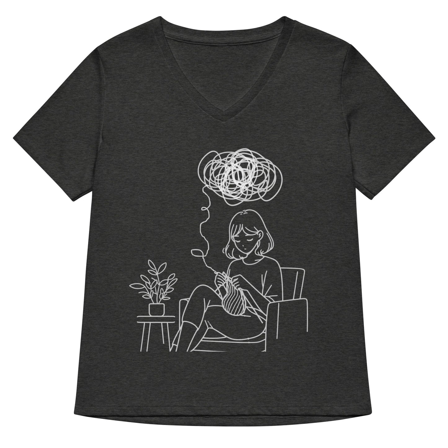 Mental Health V Neck T-Shirt Dark Grey Heather / S