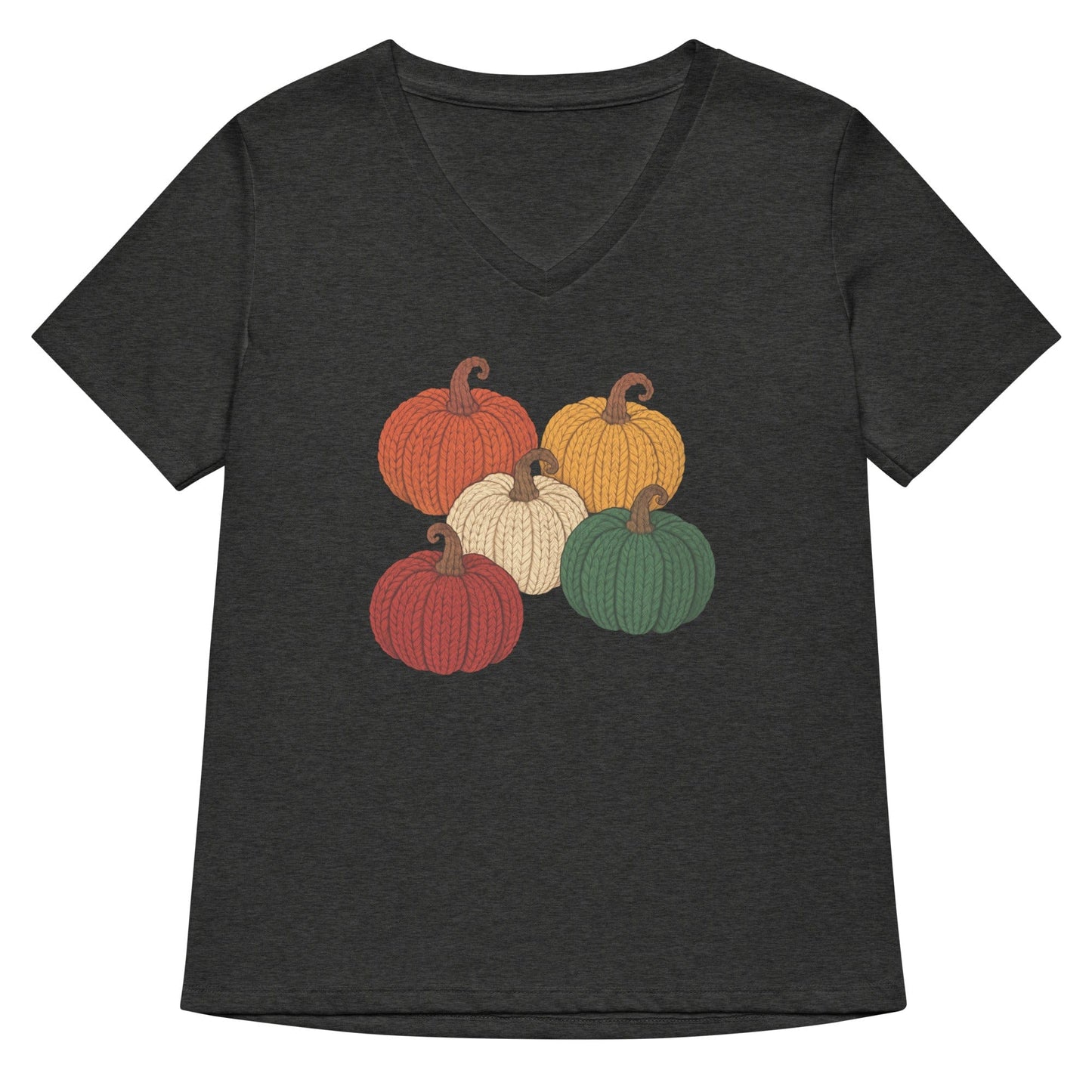 Pumpkins V Neck T-Shirt Dark Grey Heather / S