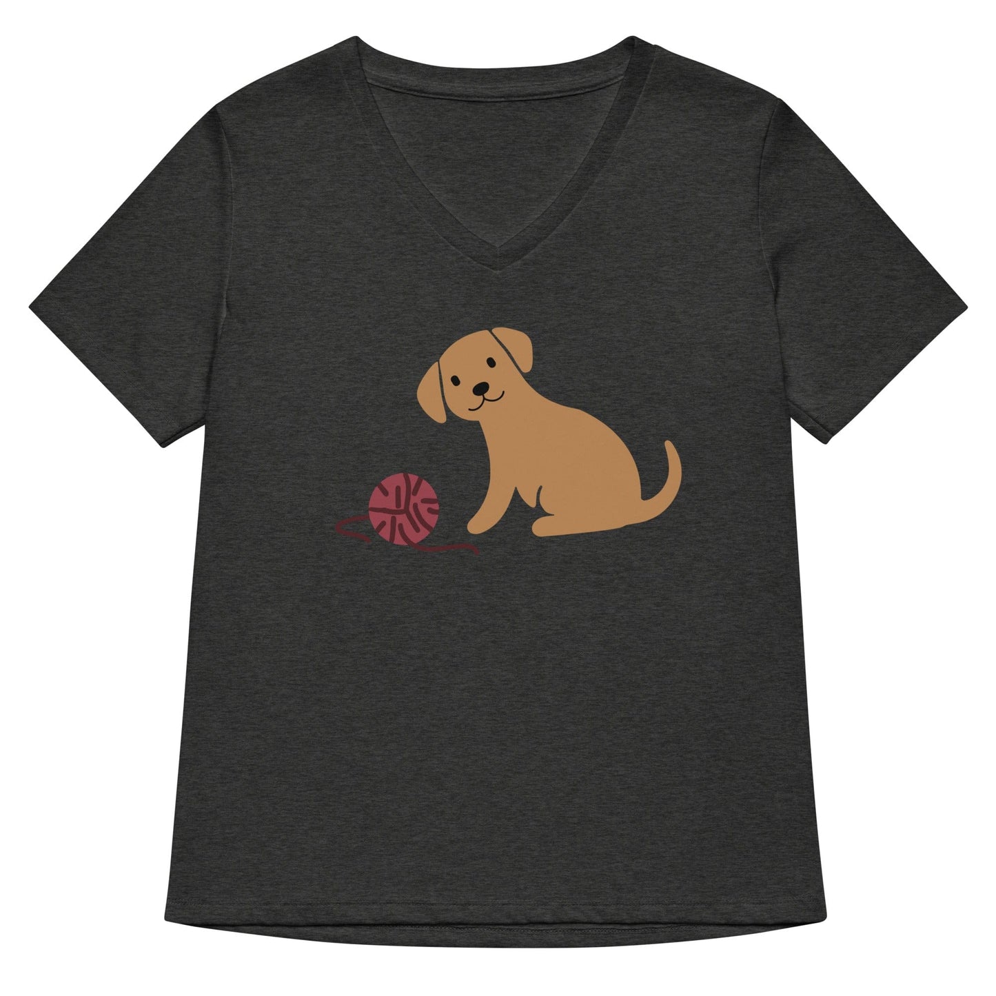 Puppy & Yarn V Neck T-Shirt Dark Grey Heather / S
