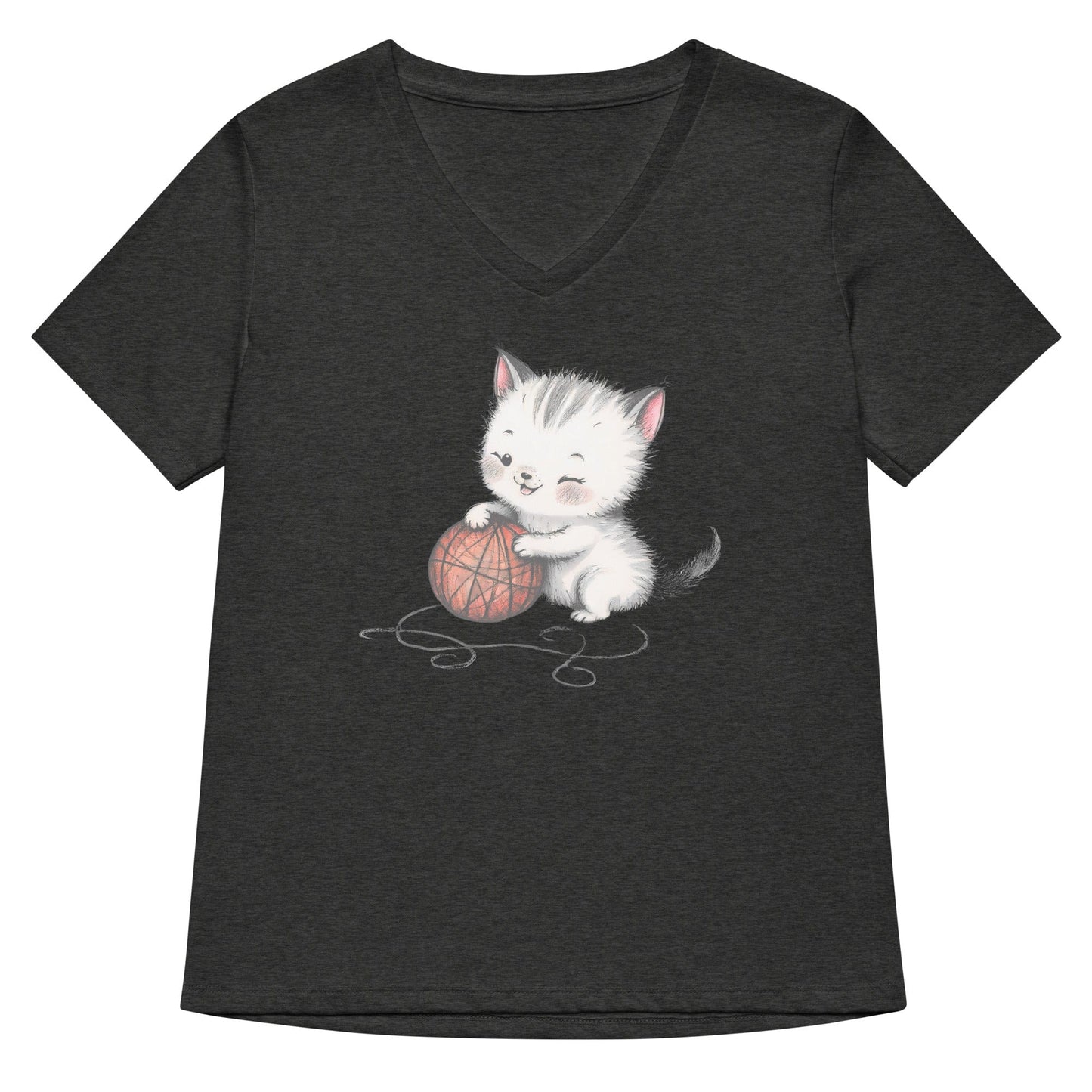 Soft Kitty V Neck T-Shirt Dark Grey Heather / S