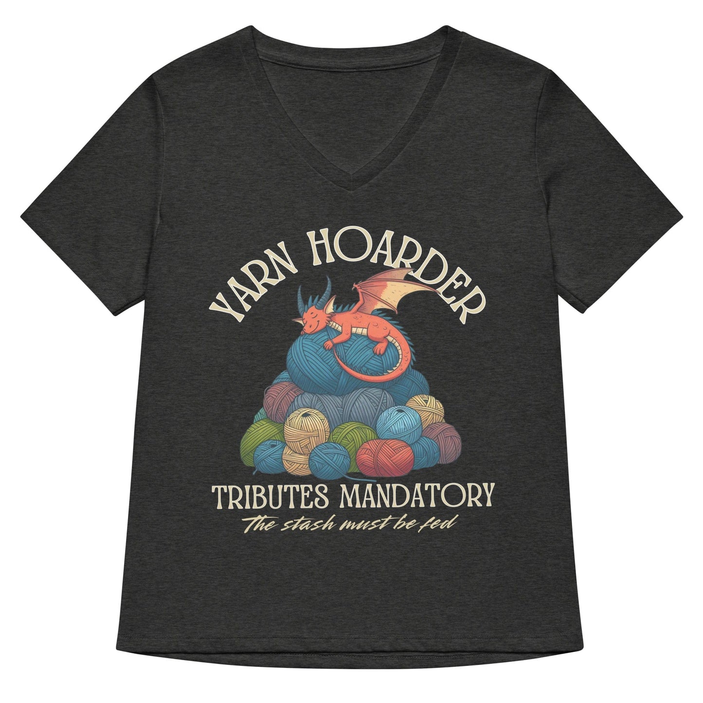 Yarn Hoarder V Neck T-Shirt Dark Grey Heather / S