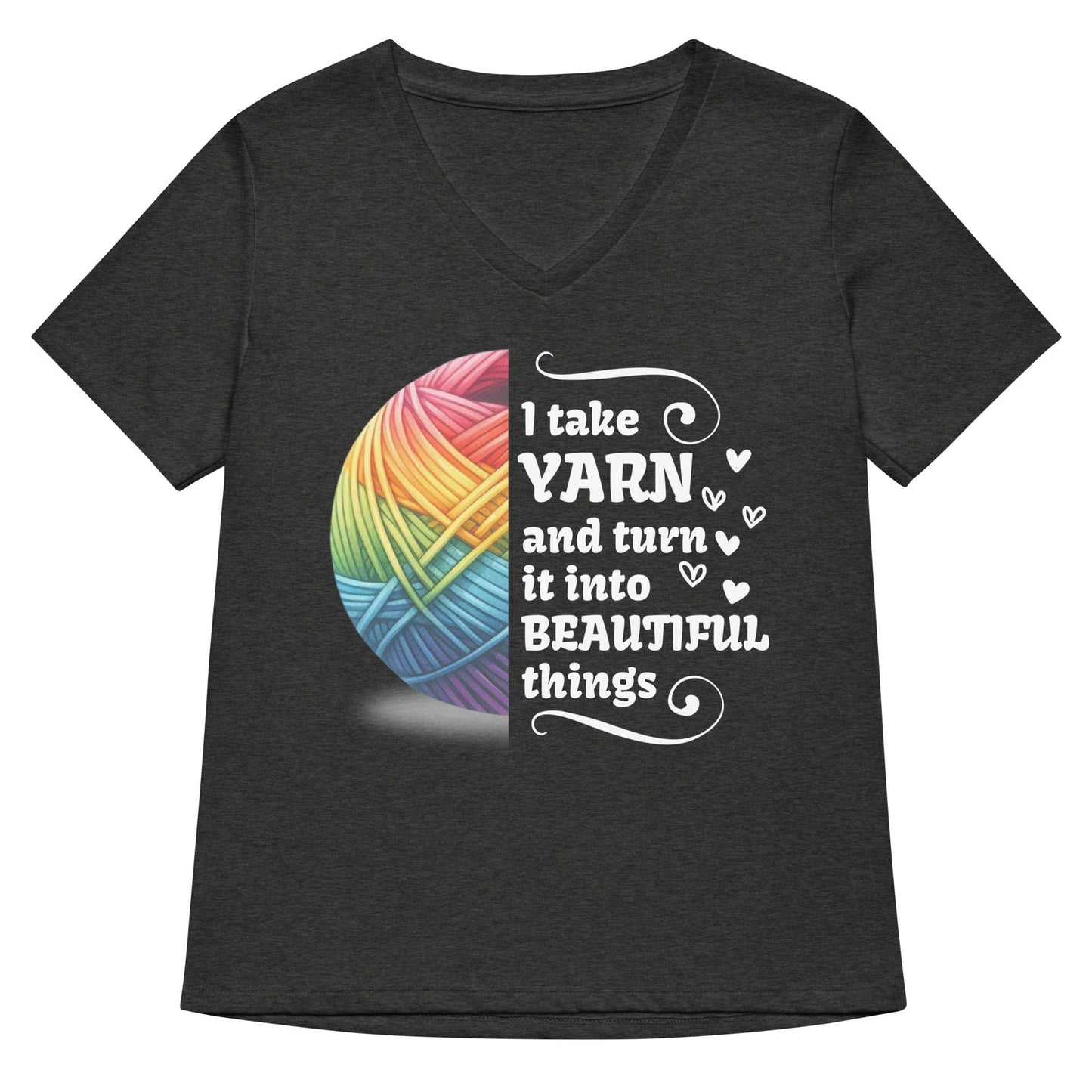 Yarn to Beauty V Neck T-Shirt Dark Grey Heather / S